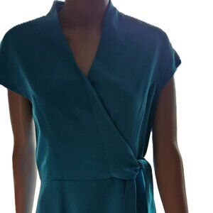 Green Maggy London Mock Neck Cap Sleeve Midi Dress Size 8